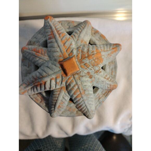 Tealight Party 7" Candle Holder Tropical Palm Asian Island Terracotta Pottery - Picture 9 of 12